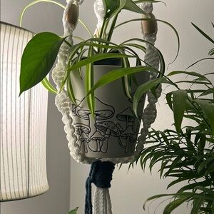 Mushroom Design Plant Pot with Macrame Hanger